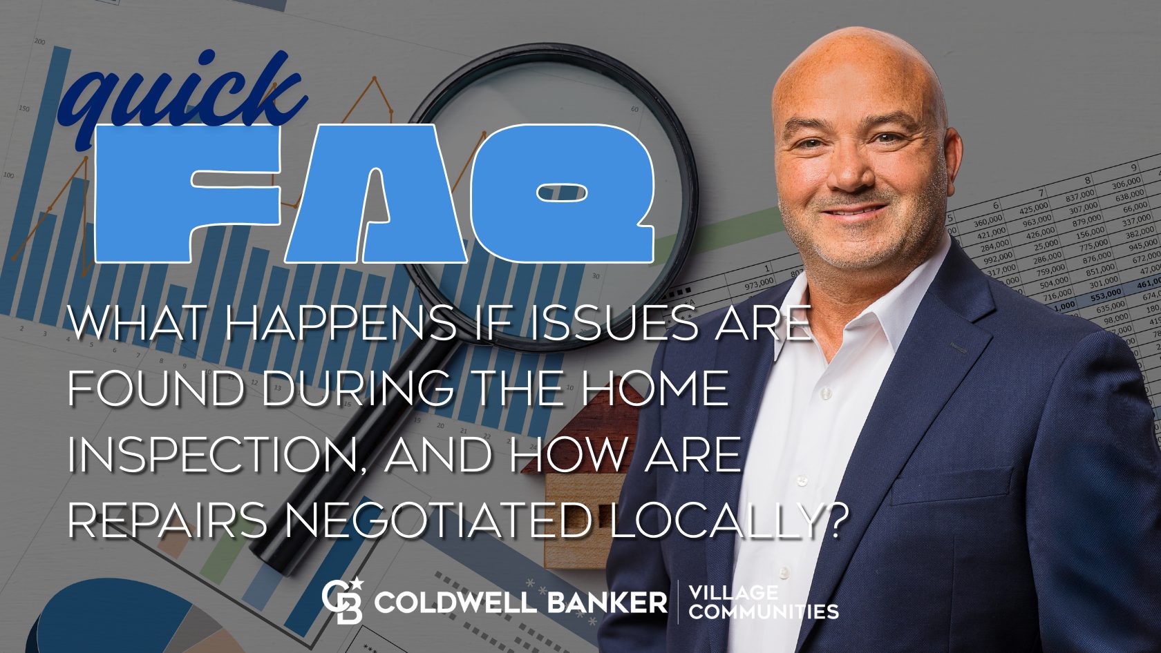 Craig Melton real estate FAQ graphic explaining what happens if issues are found during a home inspection and how repairs are negotiated locally